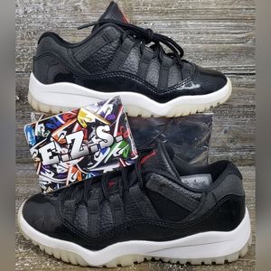 Air Jordan 11 Retro Low 72-10 PS Nike Black Leather 505835-001 Kids Size 13c